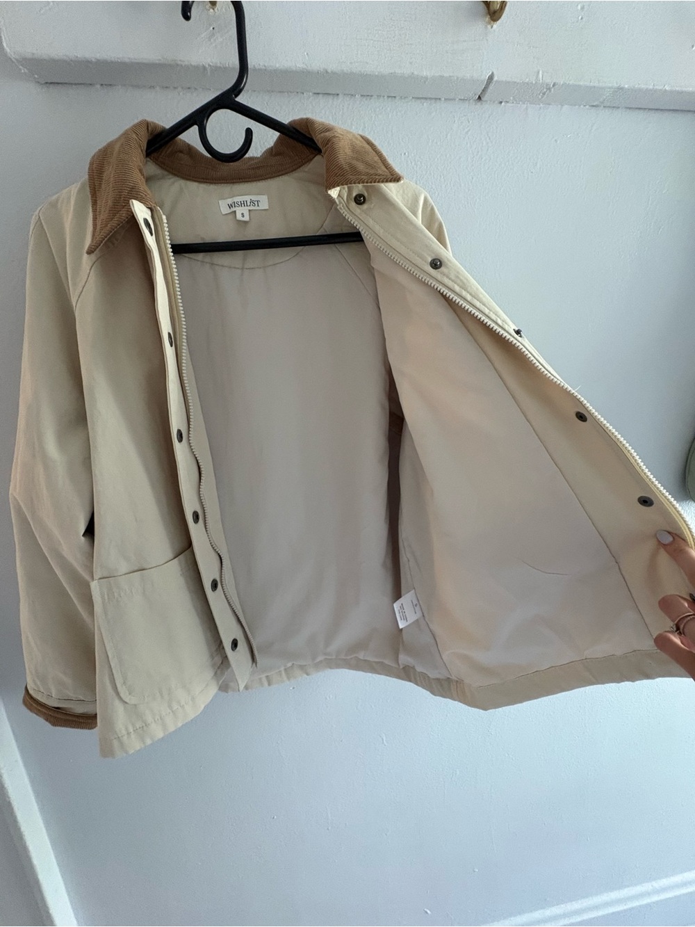 Cream Barn Jacket with Corduroy Collar - Picture 3 of 7